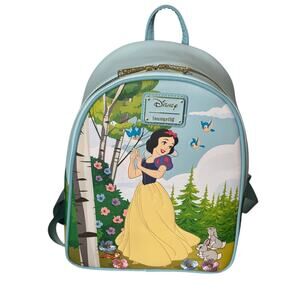 Loungefly Disney Snow White Mini Backpack Forest Animals Scene Floral Bag NWT